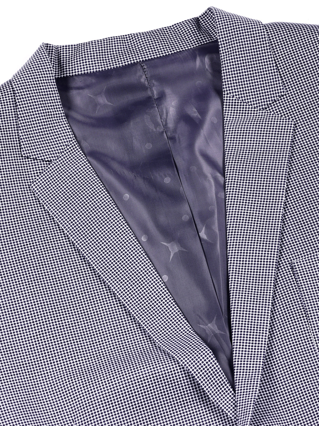 Thomas Scott Men Navy Self-Design Notched Lapel Collar Slim-Fit Casual Blazer