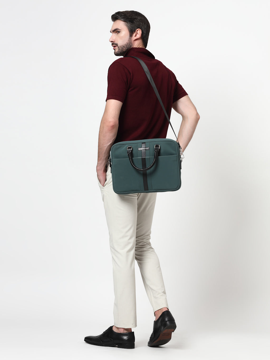 Thomas Scott Men PU Padded Laptop Bag