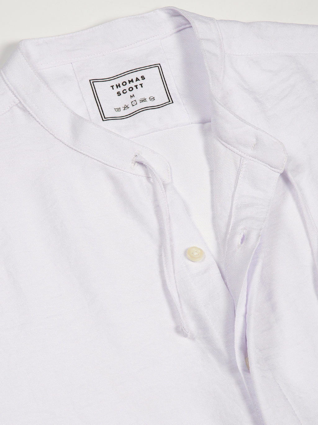 Thomas Scott Men White Classic Mandarin Collar Solid Slim Fit Casual Shirt