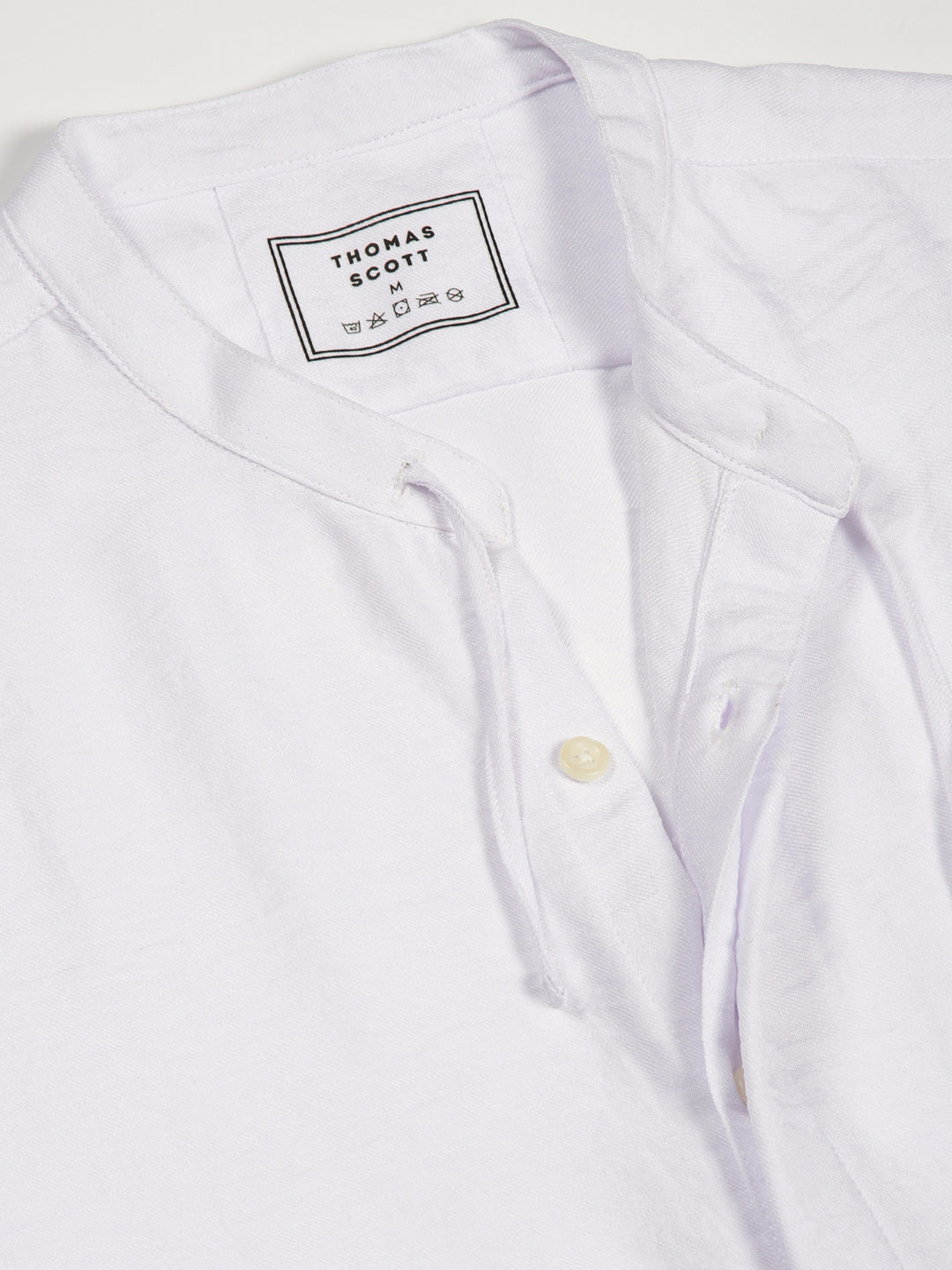 Thomas Scott Men White Classic Mandarin Collar Solid Slim Fit Casual Shirt