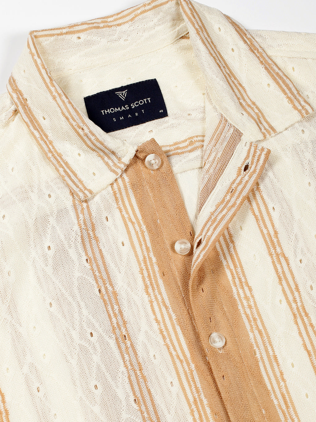Thomas Scott Men Premium Slim Fit Semi Sheer Striped Casual Shirt