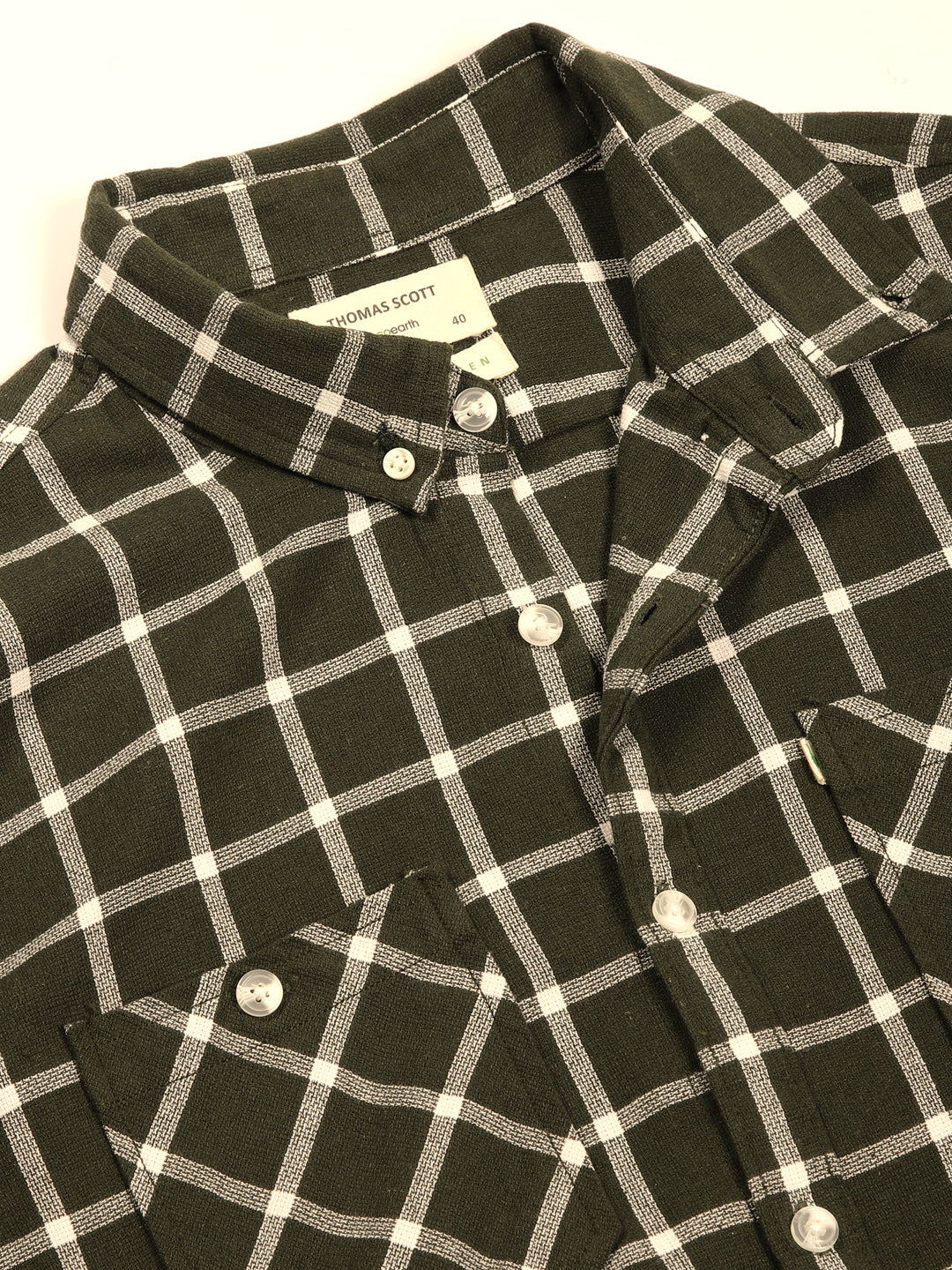 Thomas Scott Men Premium Slim Fit Gingham Checks Opaque Checked Casual Shirt