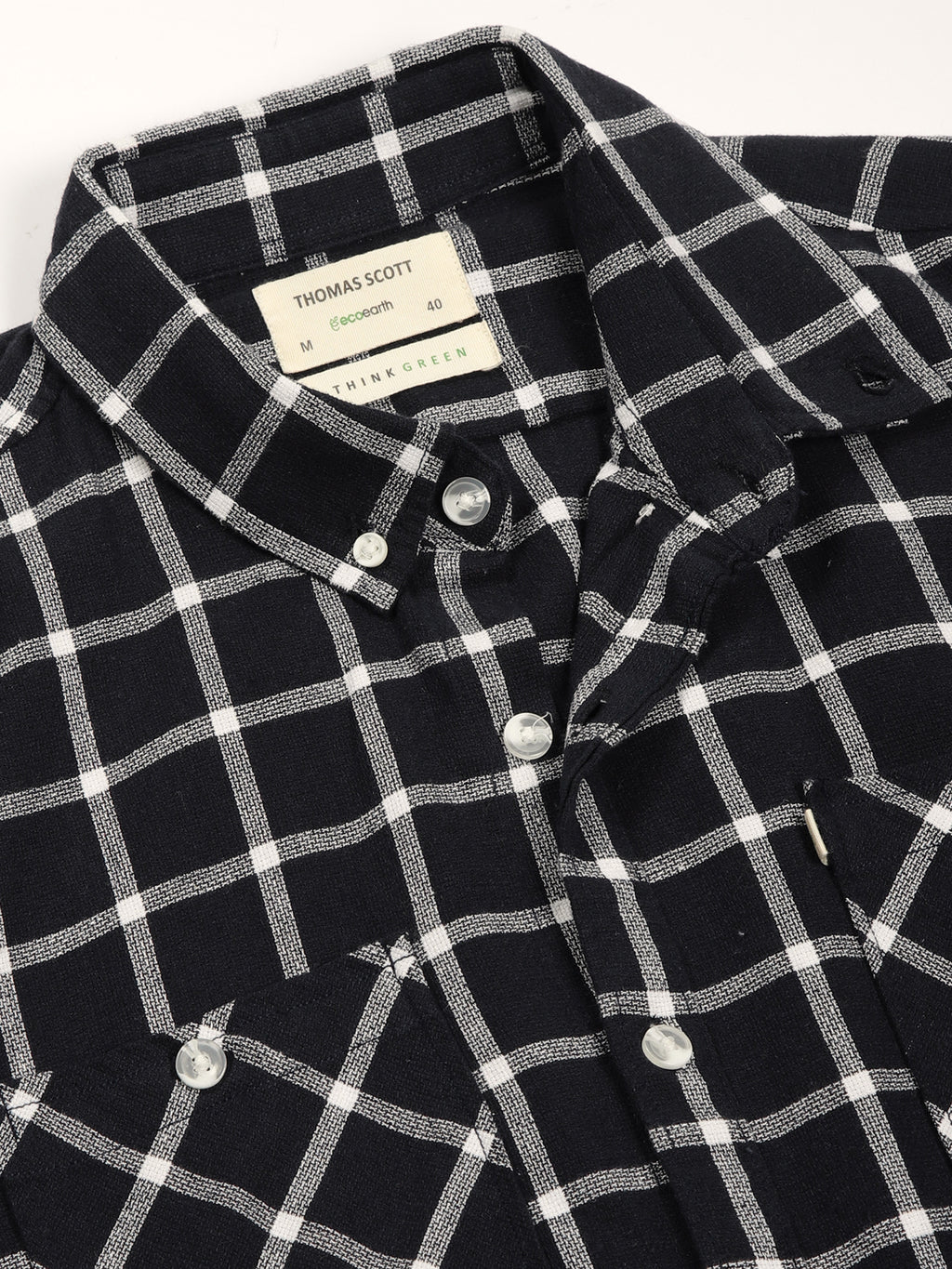 Thomas Scott Men Premium Slim Fit Gingham Checks Opaque Checked Casual Shirt