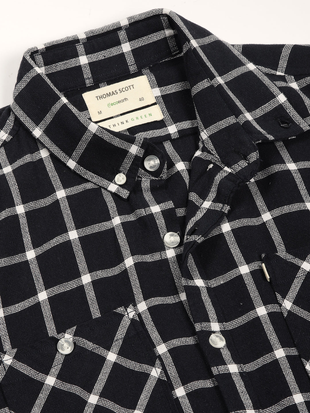 Thomas Scott Men Premium Slim Fit Gingham Checks Opaque Checked Casual Shirt