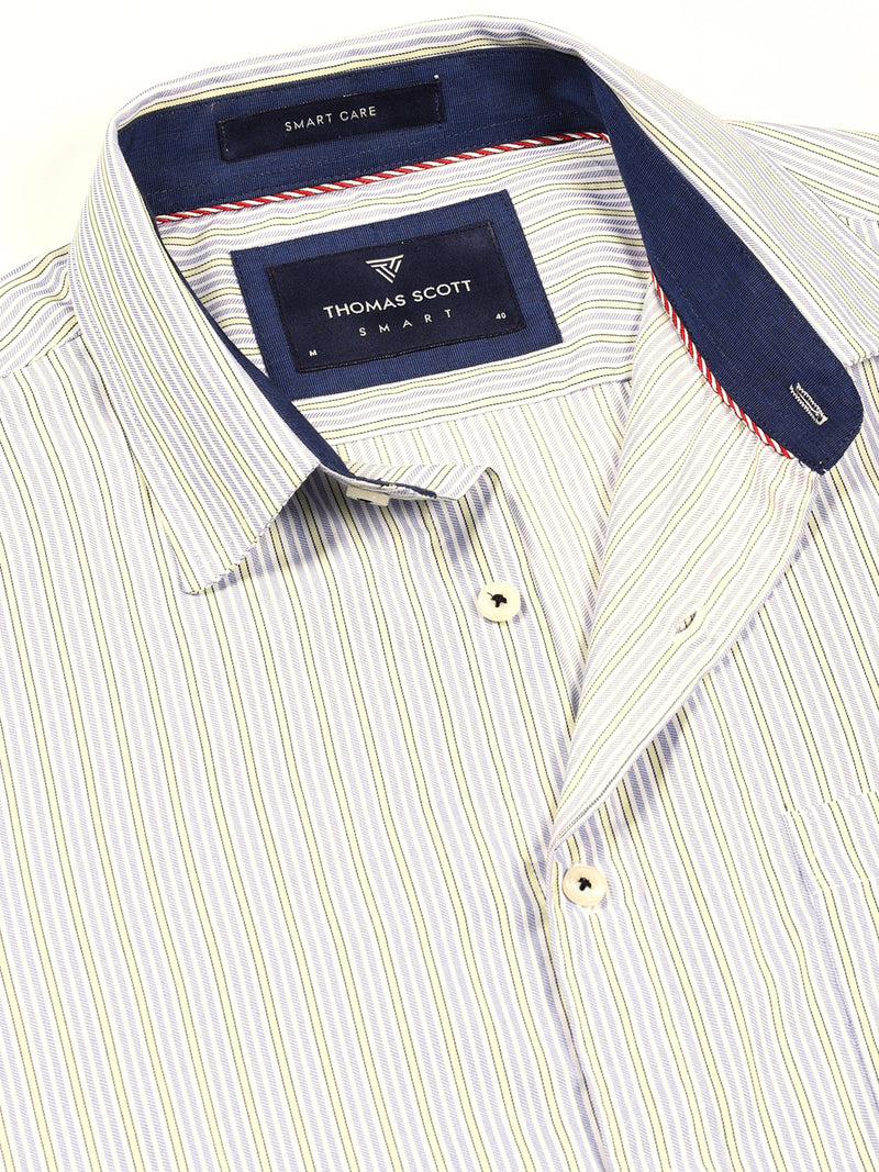 Thomas Scott Men Smart Pinstripes Opaque Striped Formal Shirt
