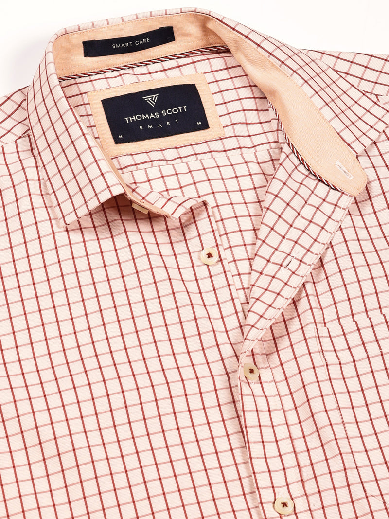 Thomas Scott Men Smart Gingham Checks Opaque Checked Formal Shirt