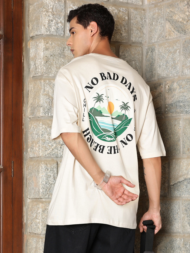 Thomas Scott Men Typography Printed Drop-Shoulder Sleeves Oversized Pure Cotton T-shirt