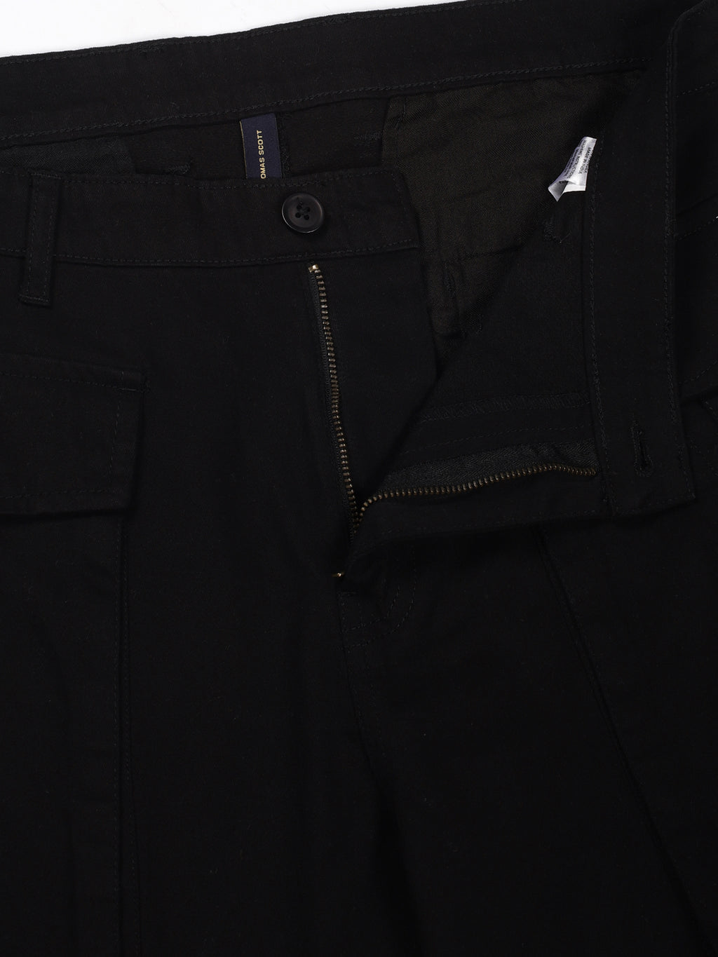 Thomas Scott Men Zed Black Regular Fit Cargos Cotton Trousers