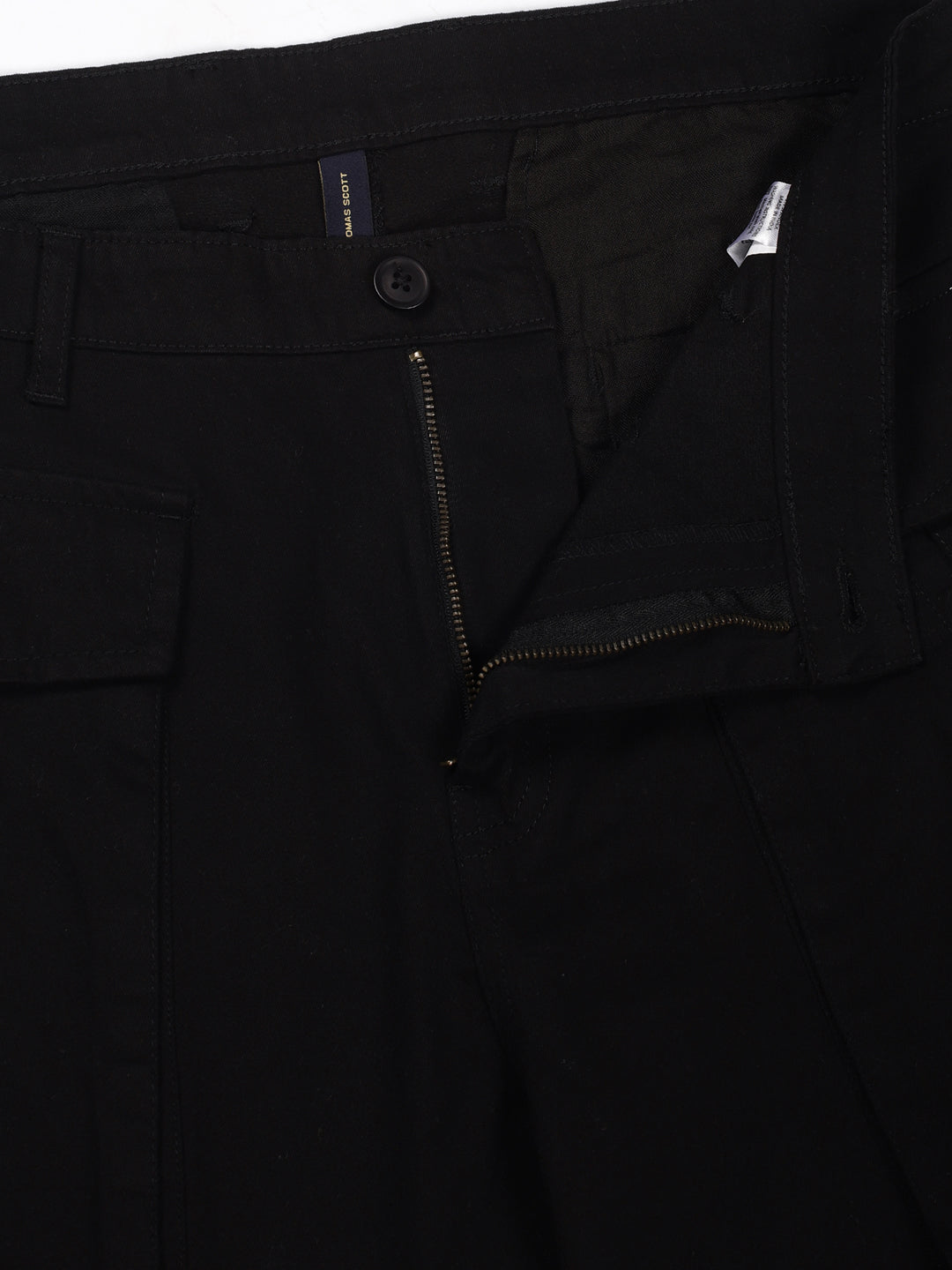 Thomas Scott Men Zed Black Regular Fit Cargos Cotton Trousers