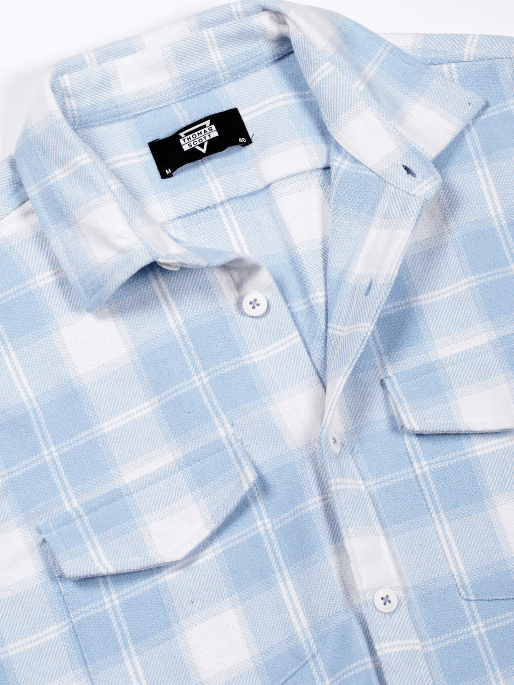 Thomas Scott Men Blue Regular Fit Long Sleeves Windowpane Checks Casual Shirt
