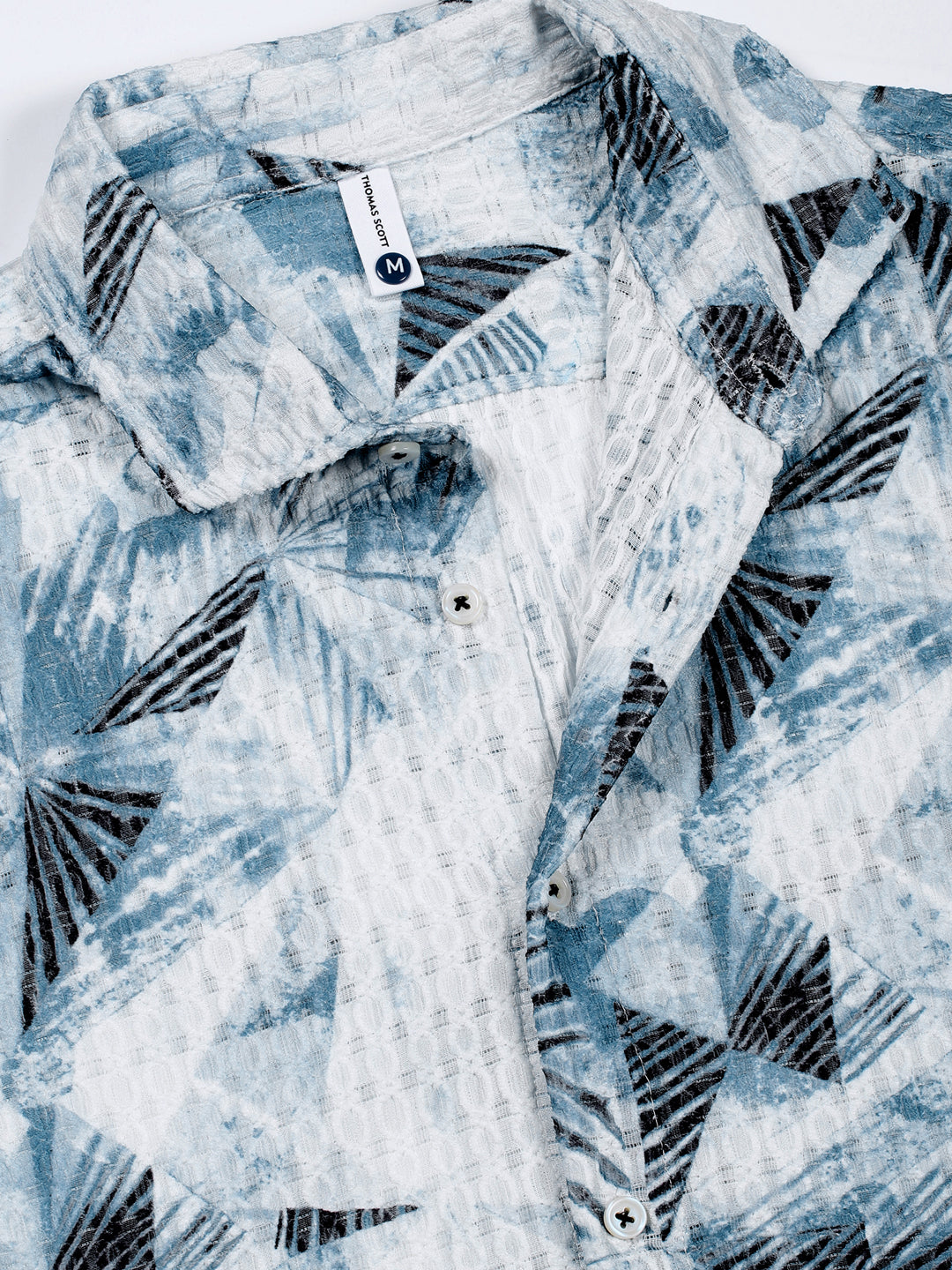 Thomas Scott Men Blue Slim Fit Long Sleeves Abstract Printed Casual Shirt