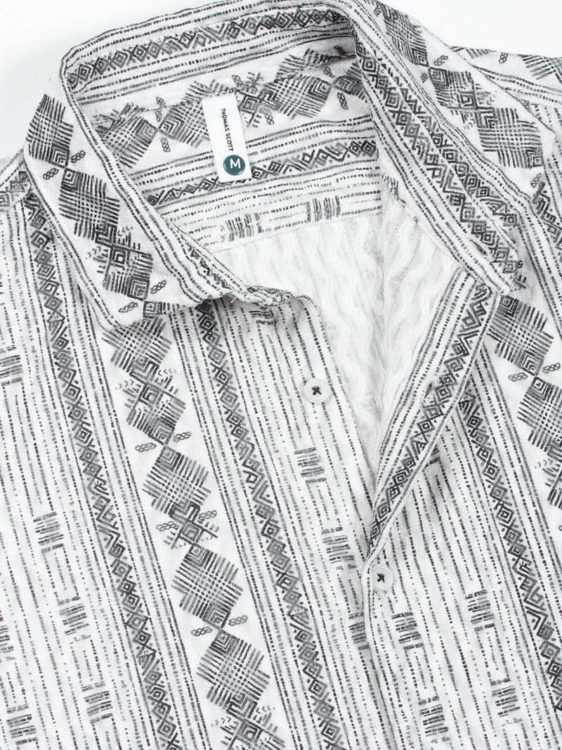 Thomas Scott Men Grey Slim Fit Long Sleeves Abstract Printed Casual Shirt