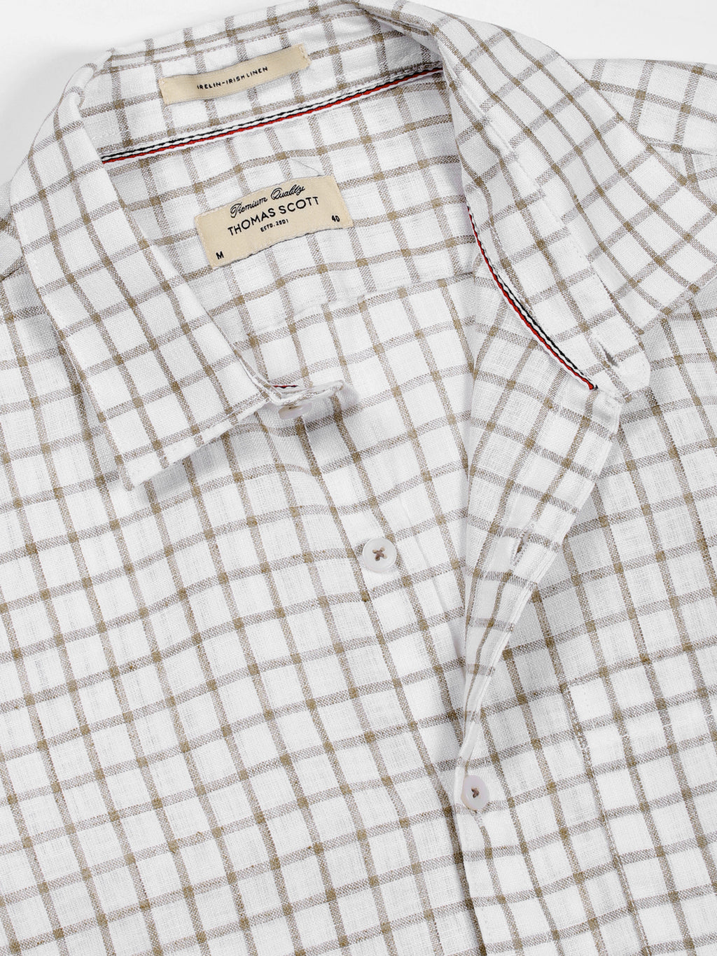 Thomas Scott Men Brown Slim Fit Gingham Checks Linen Casual Shirt