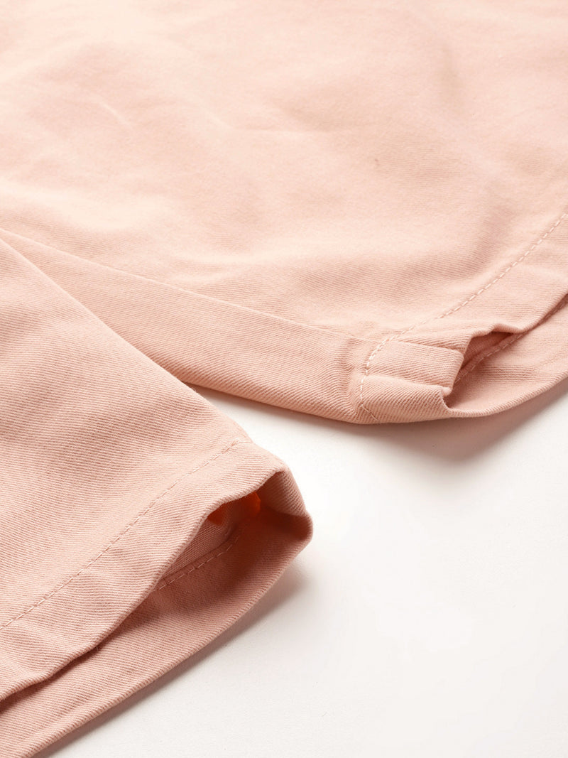 Thomas Scott Men Peach Plus Size Solid Mid Rise Regular Fit Cotton Chino Shorts