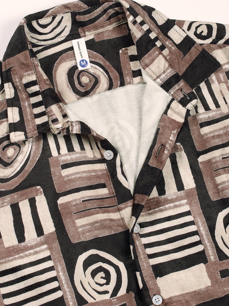 Thomas Scott Men Brown Slim Fit Long Sleeves Abstract Printed Casual Shirt
