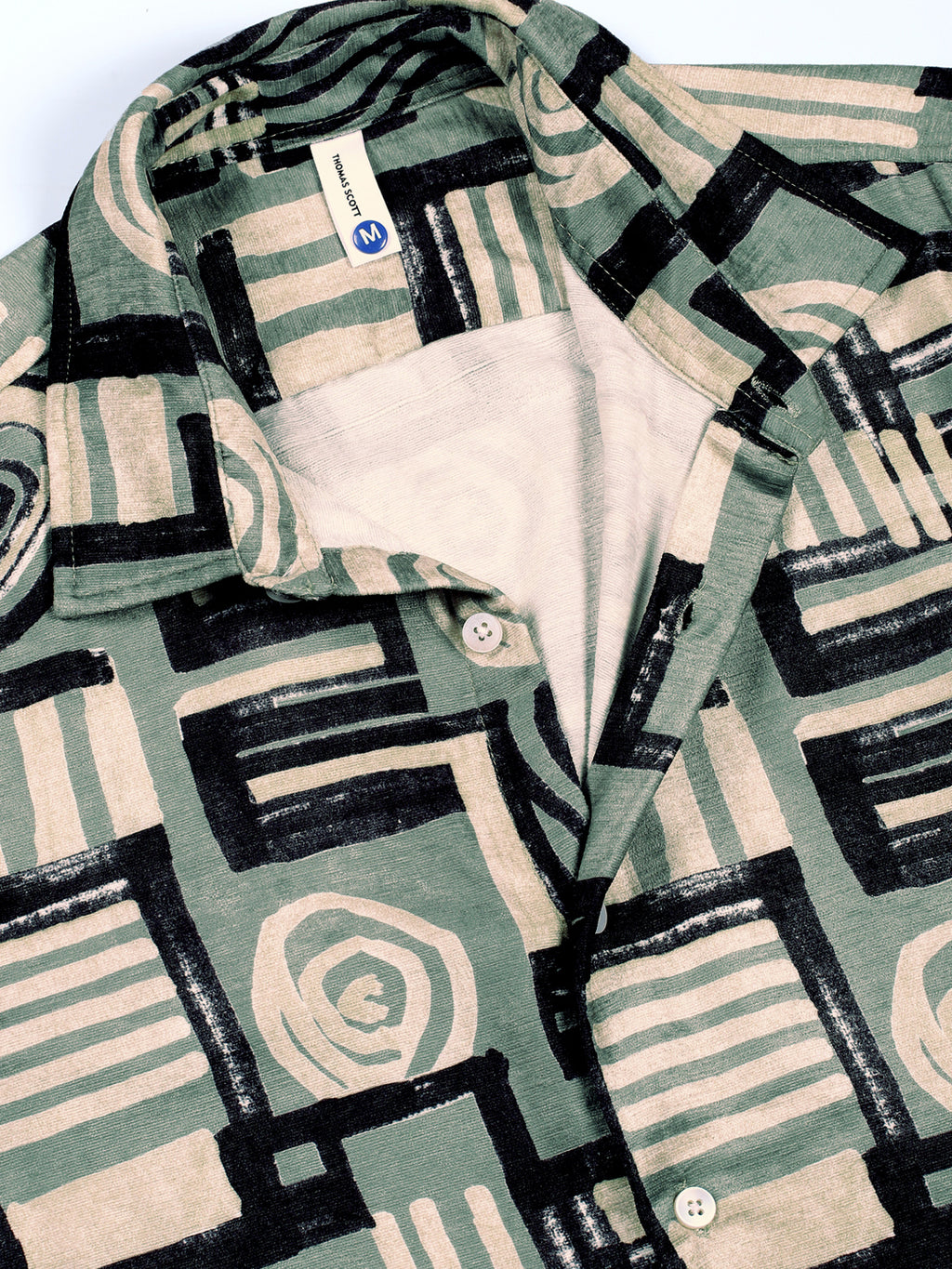 Thomas Scott Men Green Slim Fit Long Sleeves Abstract Printed Casual Shirt