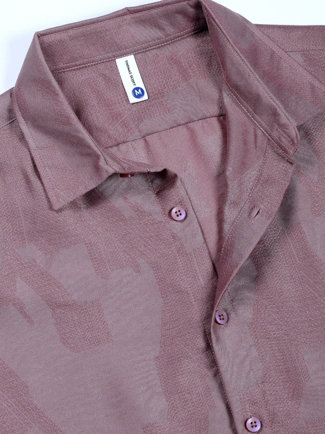 Thomas Scott Men Pink Slim Fit Long Sleeves Solid Self Design Casual Shirt