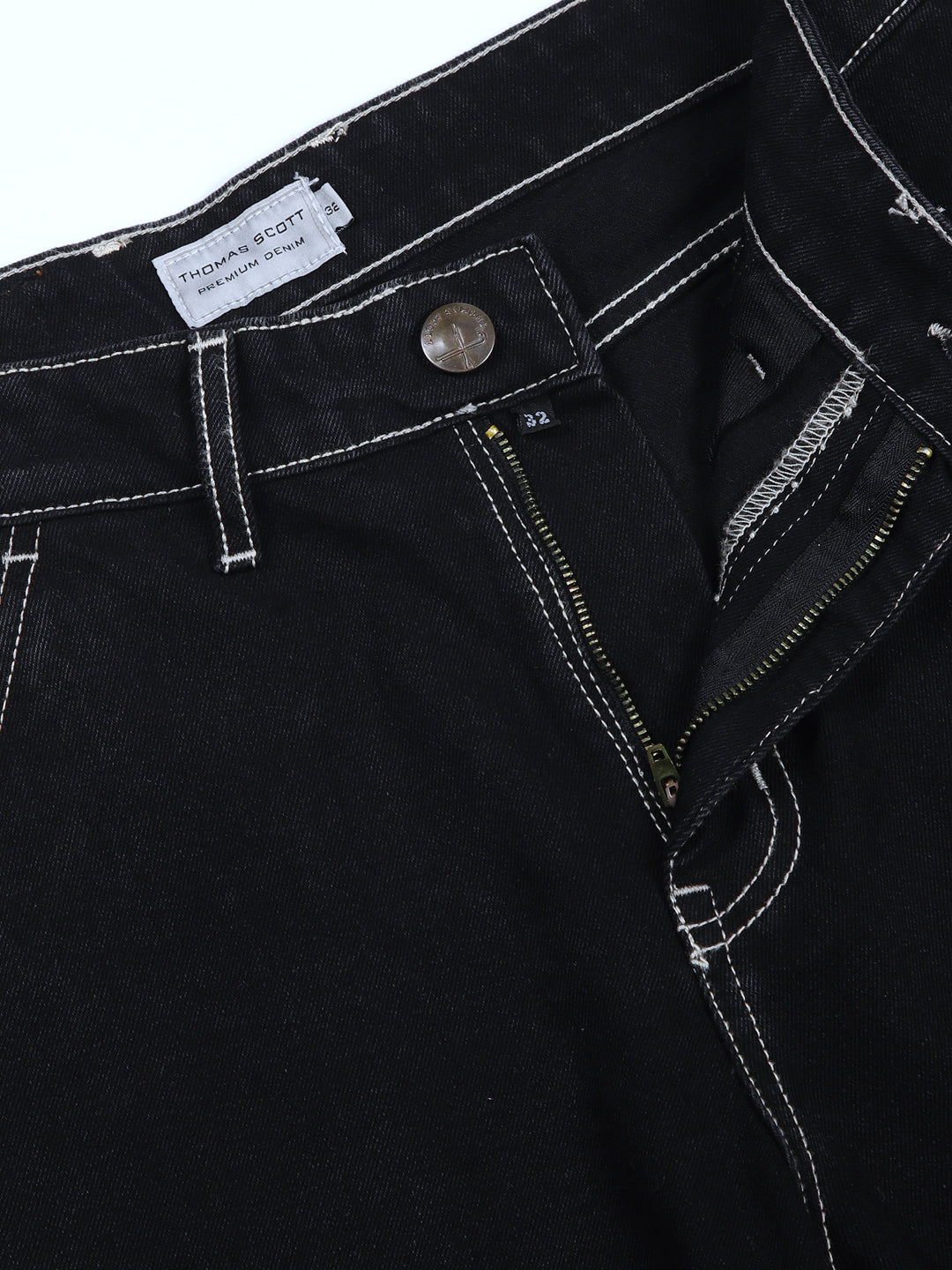 Thomas Scott Men Black Relaxed Fit Cargo Style Cotton Jeans