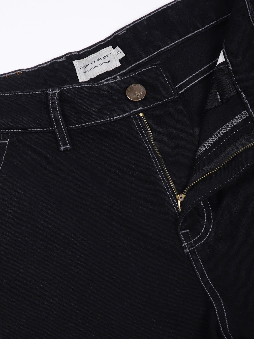Thomas Scott Men Black Relaxed Fit Cargo Style Cotton Jeans