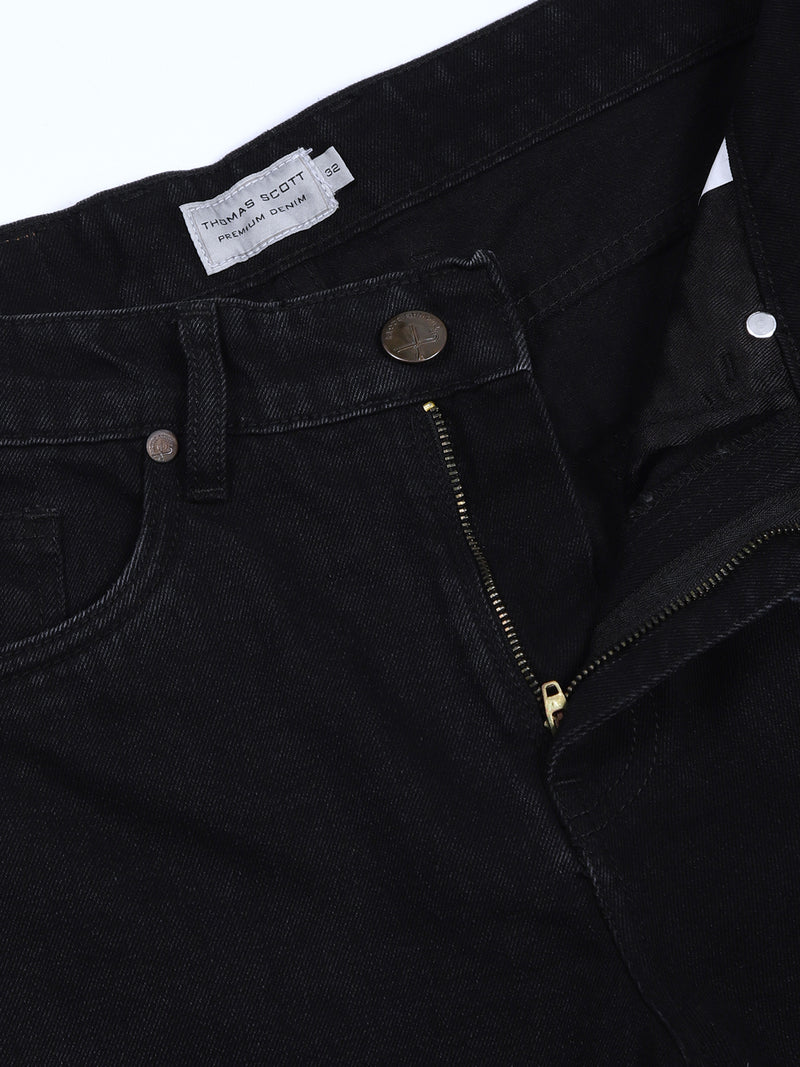 Thomas Scott Men Black Mid-Rise Cotton Baggy Jeans