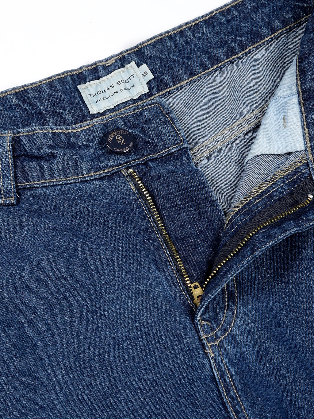 Thomas Scott Men Blue Relaxed Fit Cargo Style Cotton Jeans