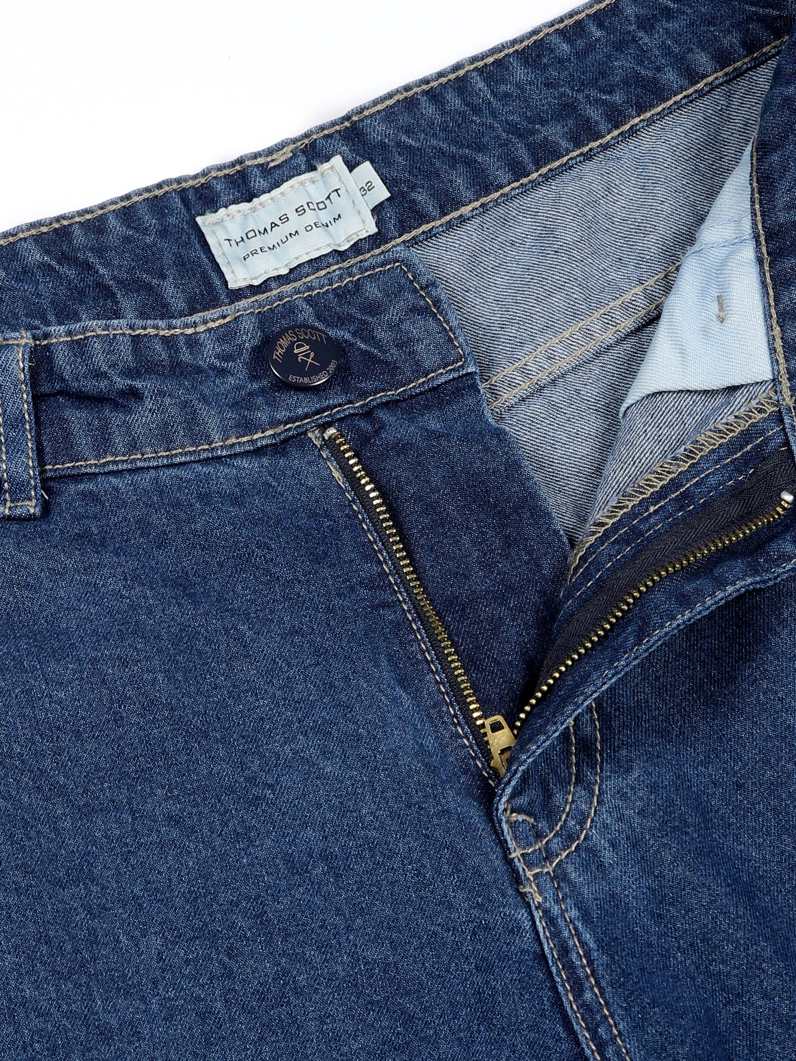 Thomas Scott Men Blue Relaxed Fit Cargo Style Cotton Jeans
