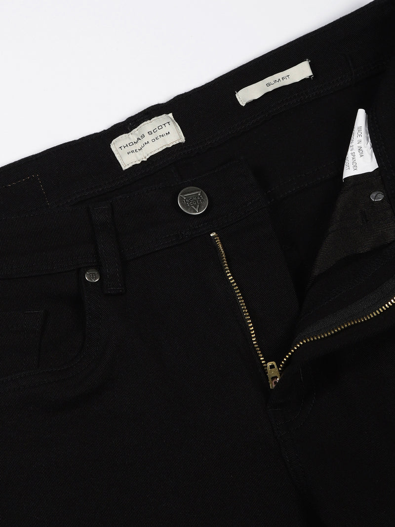 Thomas Scott Men Black Slim Fit Mid-Rise Clean Look Non stretchable Jeans