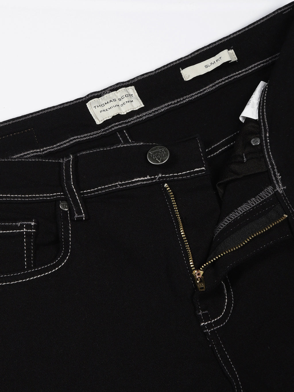 Thomas Scott Men Black Slim Fit Mid-Rise Clean Look Non stretchable Jeans