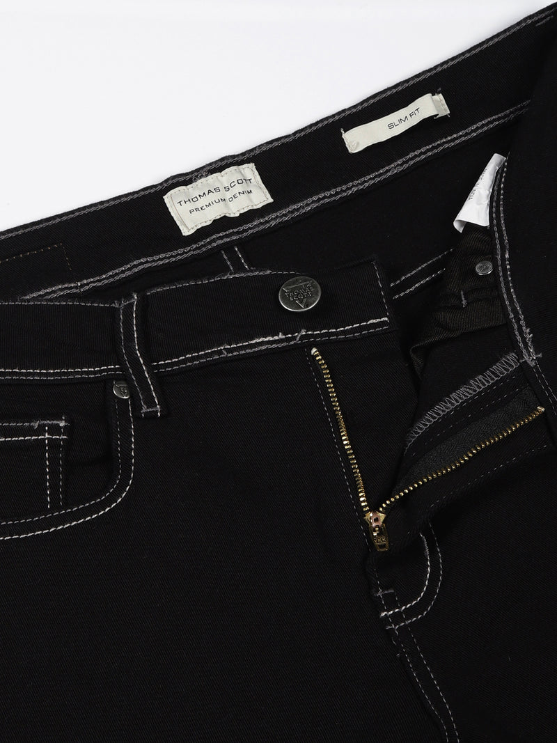 Thomas Scott Men Black Slim Fit Mid-Rise Clean Look Non stretchable Jeans