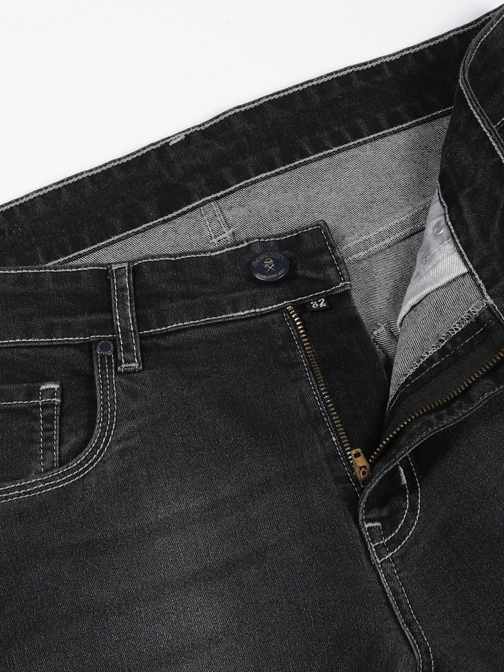 Thomas Scott Men Black Slim Fit Mid-Rise Clean Look Non stretchable Jeans