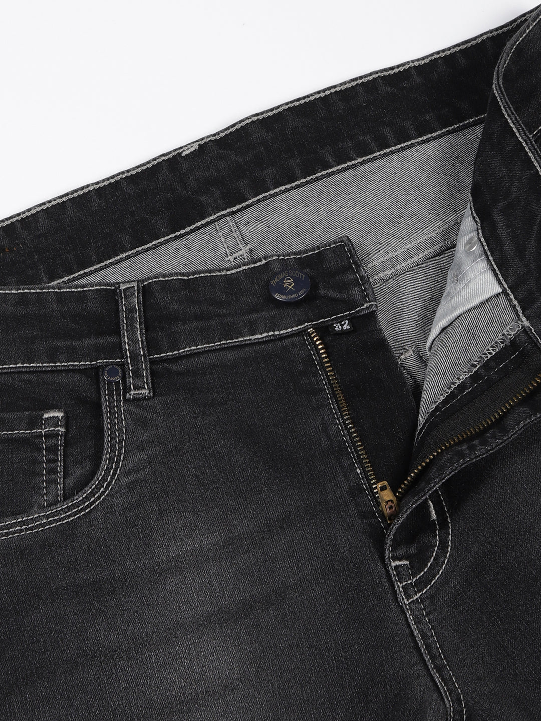 Thomas Scott Men Black Slim Fit Mid-Rise Clean Look Non stretchable Jeans