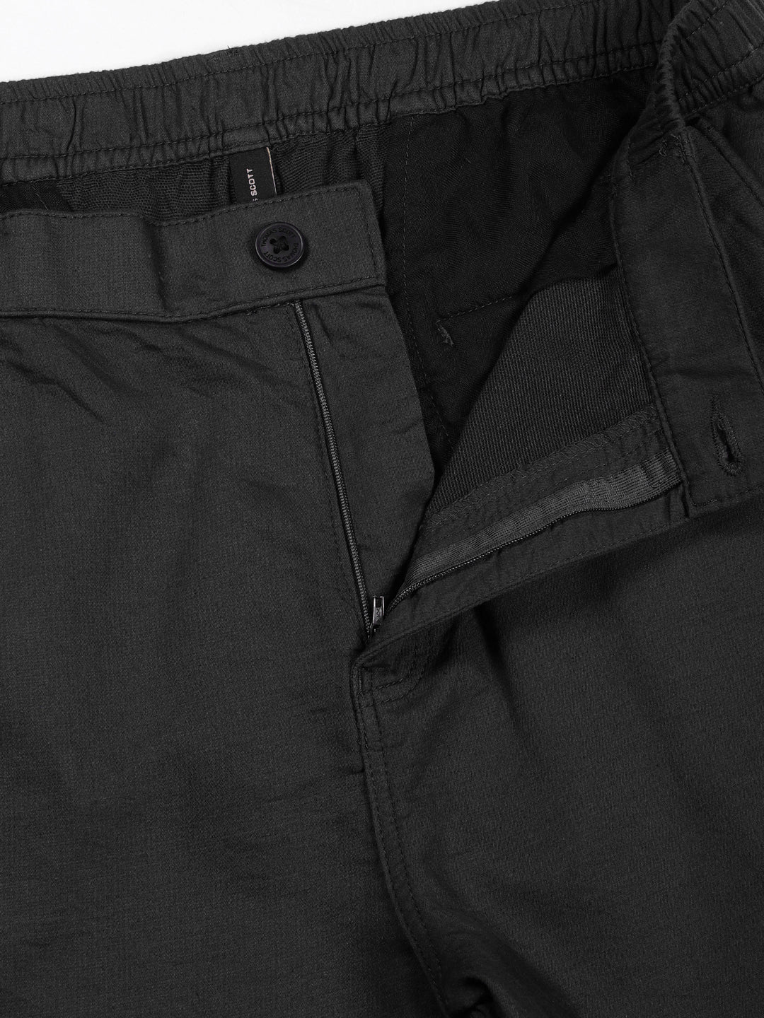 Thomas Scott Men DarkGrey Relaxed Fit Solid Cargo Trousers