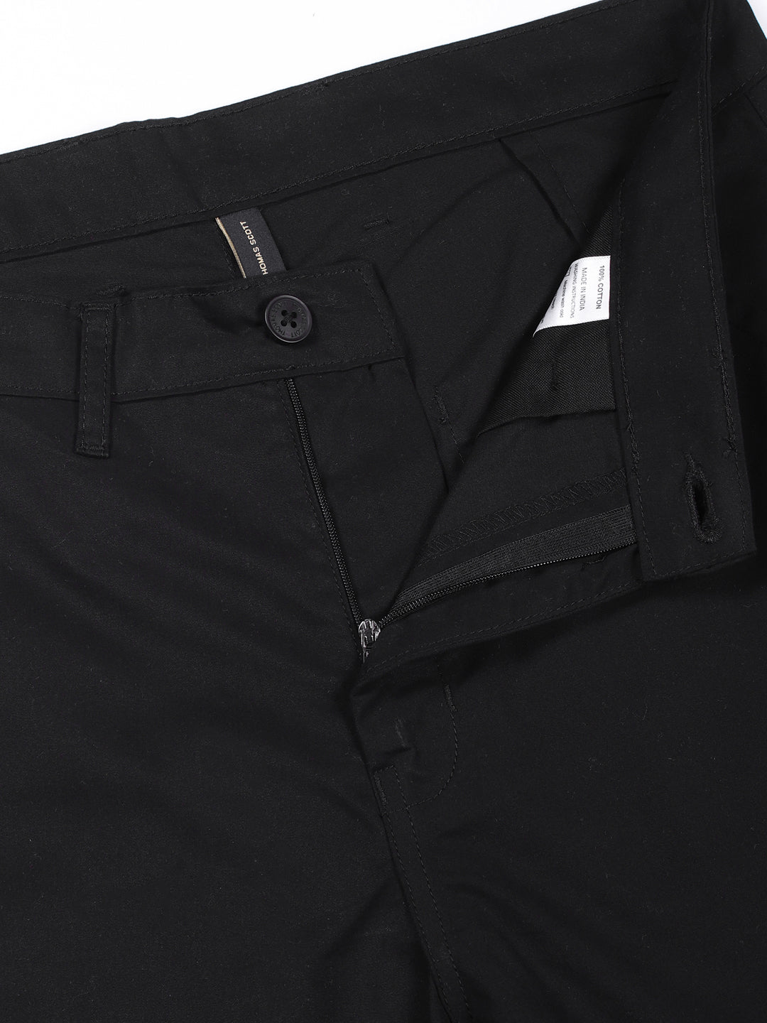 Thomas Scott Men Black Cotton Mid-Rise Original Cargo Trouser