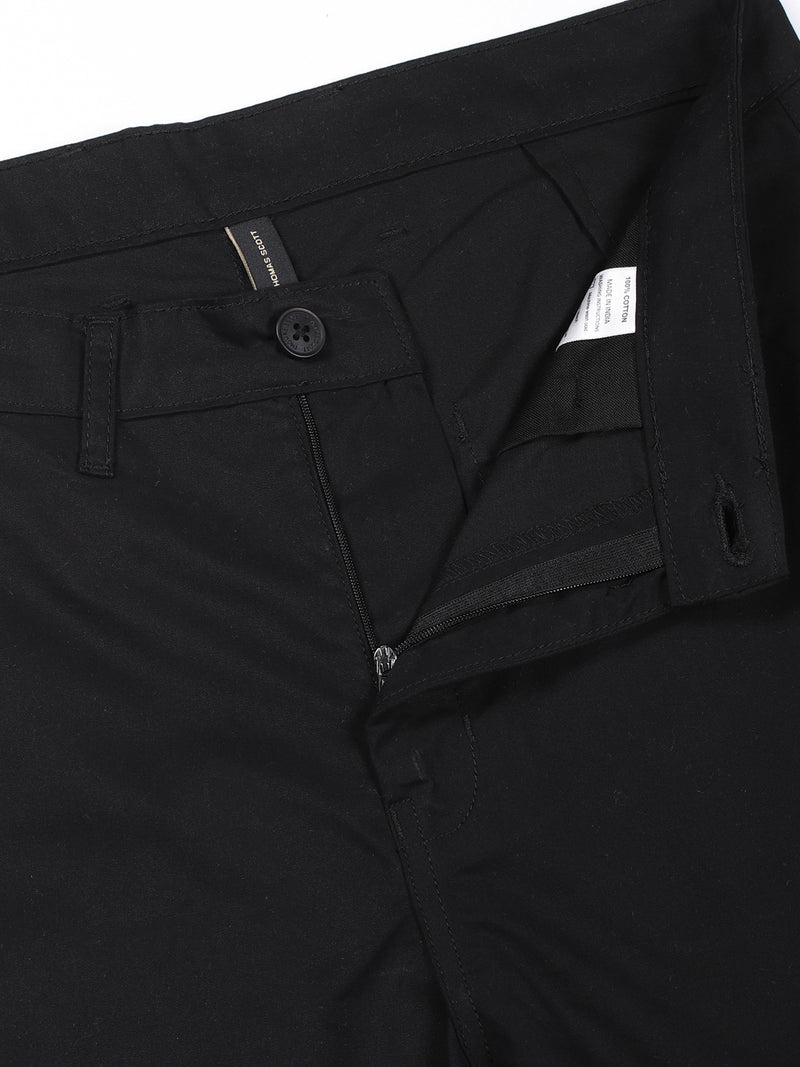 Thomas Scott Men Black Cotton Mid-Rise Original Cargo Trouser