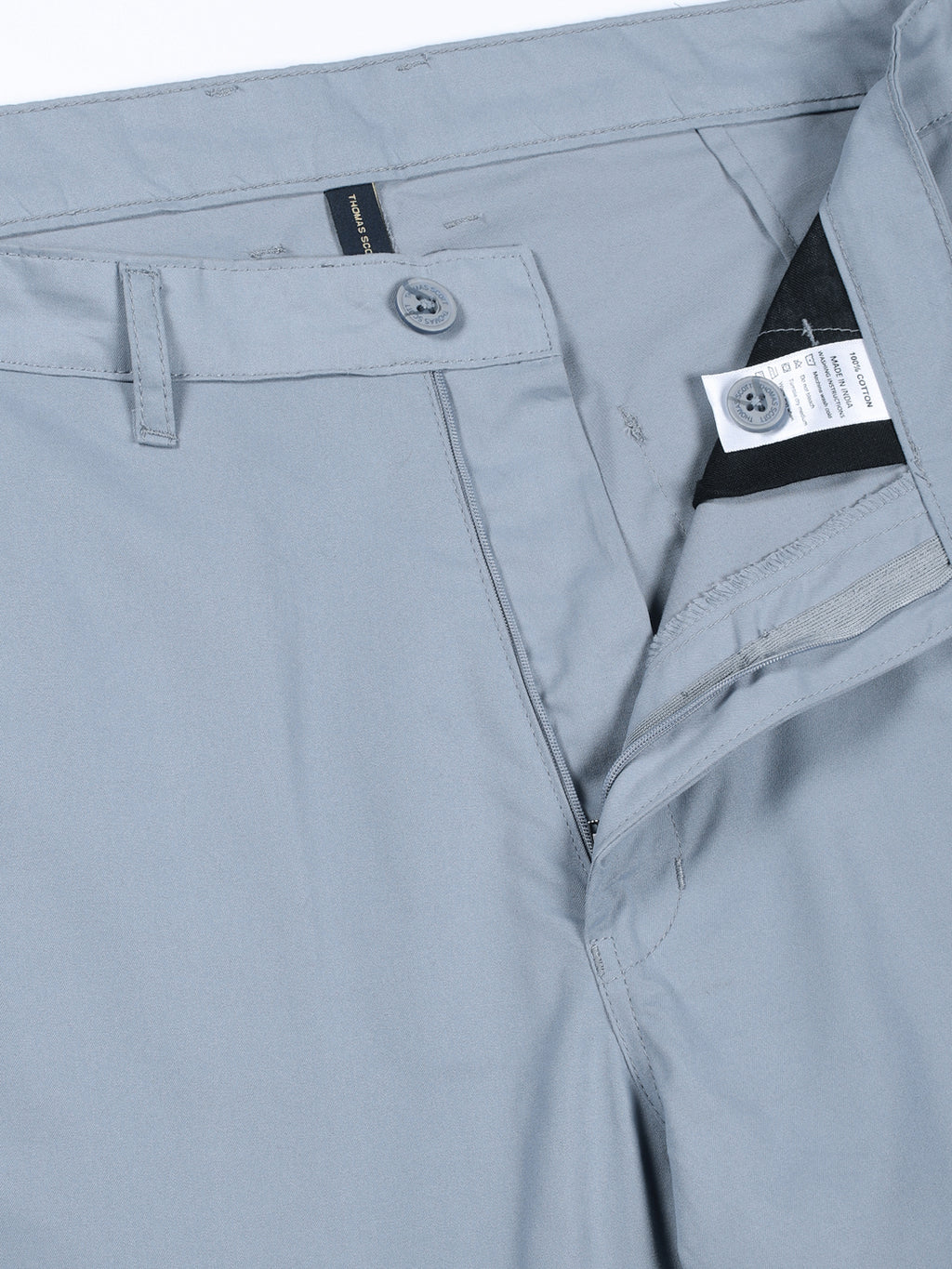 Thomas Scott Men Mid Blue Cotton Mid-Rise Original Cargo Trouser