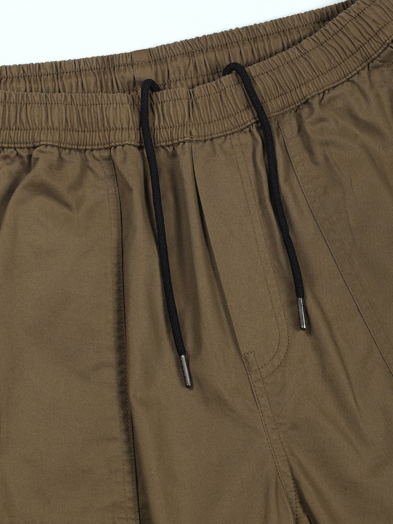 Thomas Scott Men Brown Cotton Mid-Rise Smart Cargo Trouser