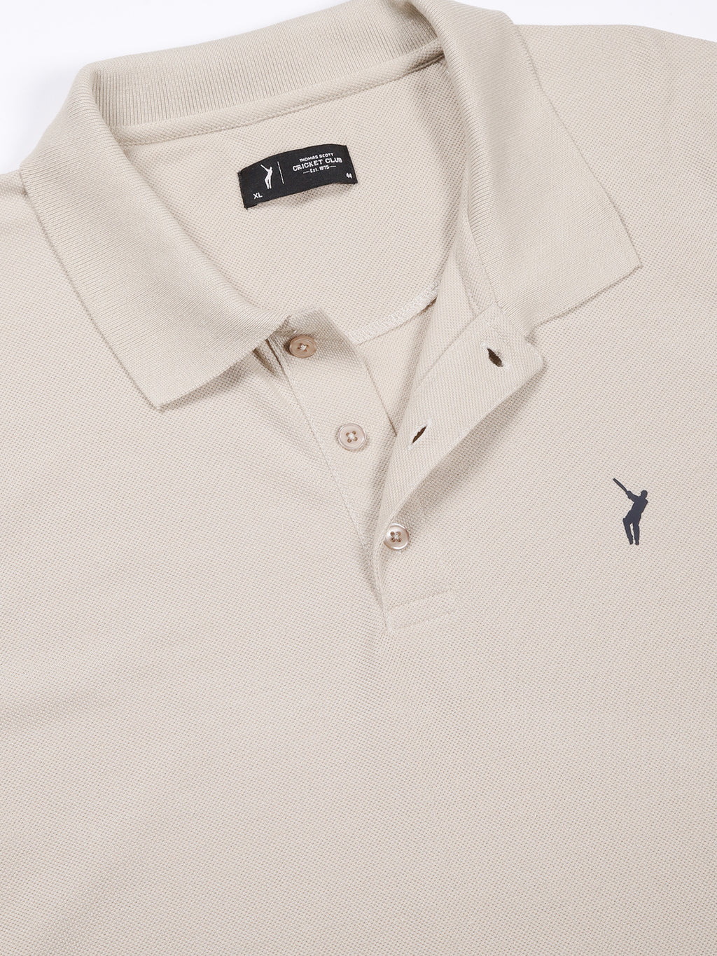 Thomas Scott Men Beige Solid Polo Collar T-shirt