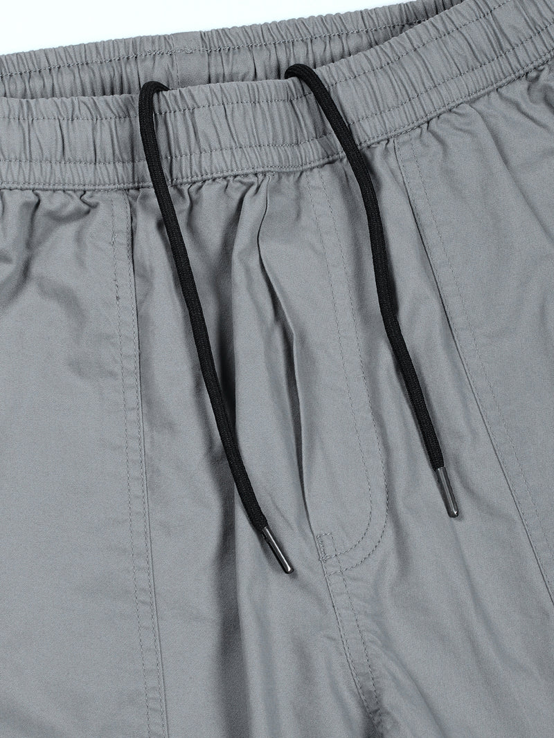 Thomas Scott Men Grey Cotton Mid-Rise Smart Cargo Trouser