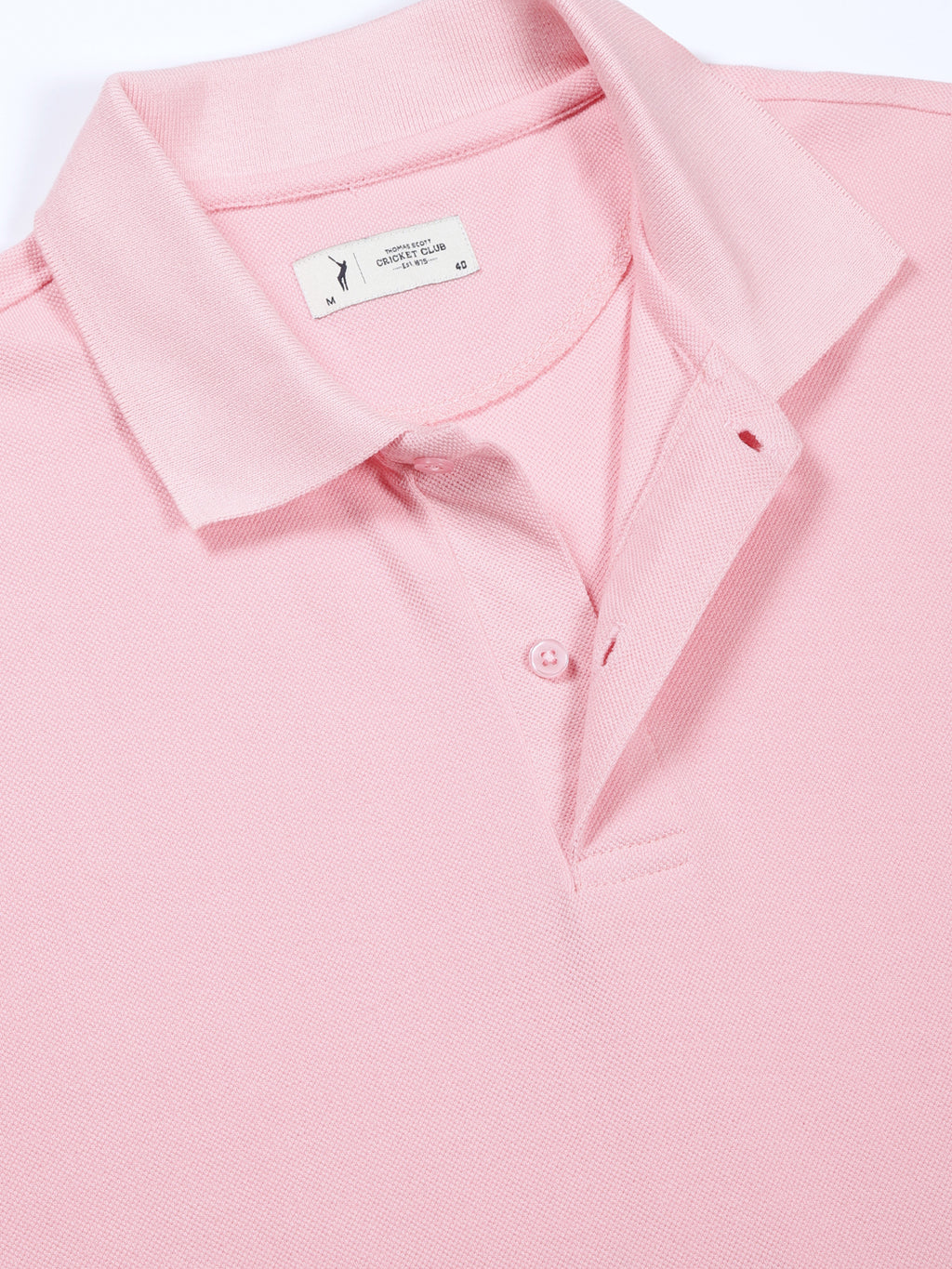 Thomas Scott Men Pink Typography Printed Polo Collar Cotton T-shirt
