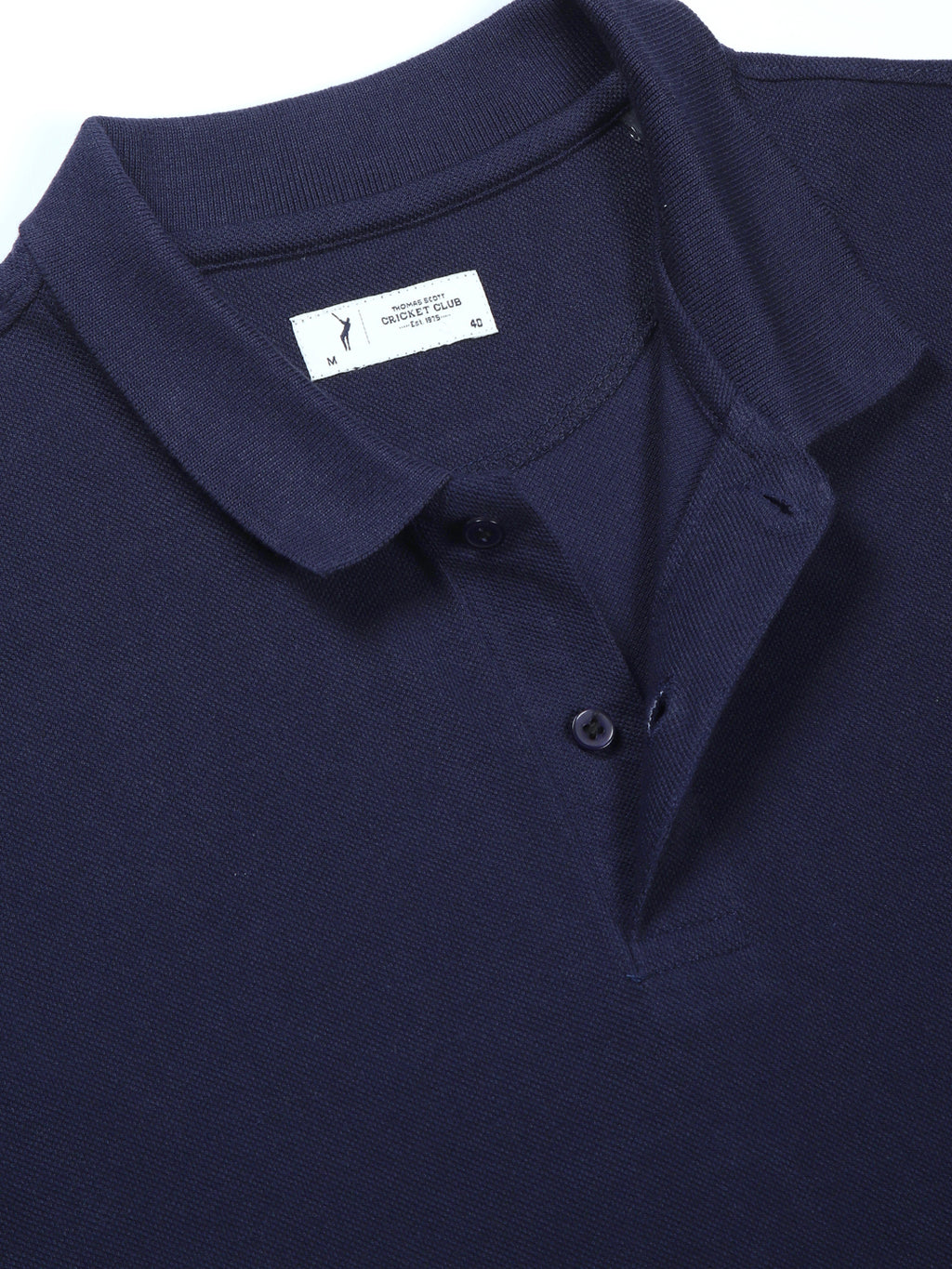 Thomas Scott Men Royal Blue Solid Polo Collar Cotton T-shirt