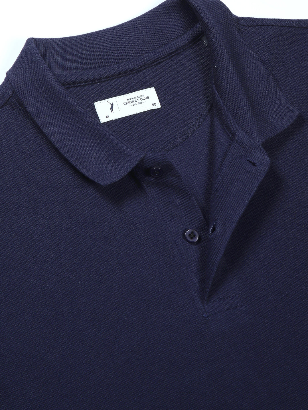 Thomas Scott Men Royal Blue Solid Polo Collar Cotton T-shirt