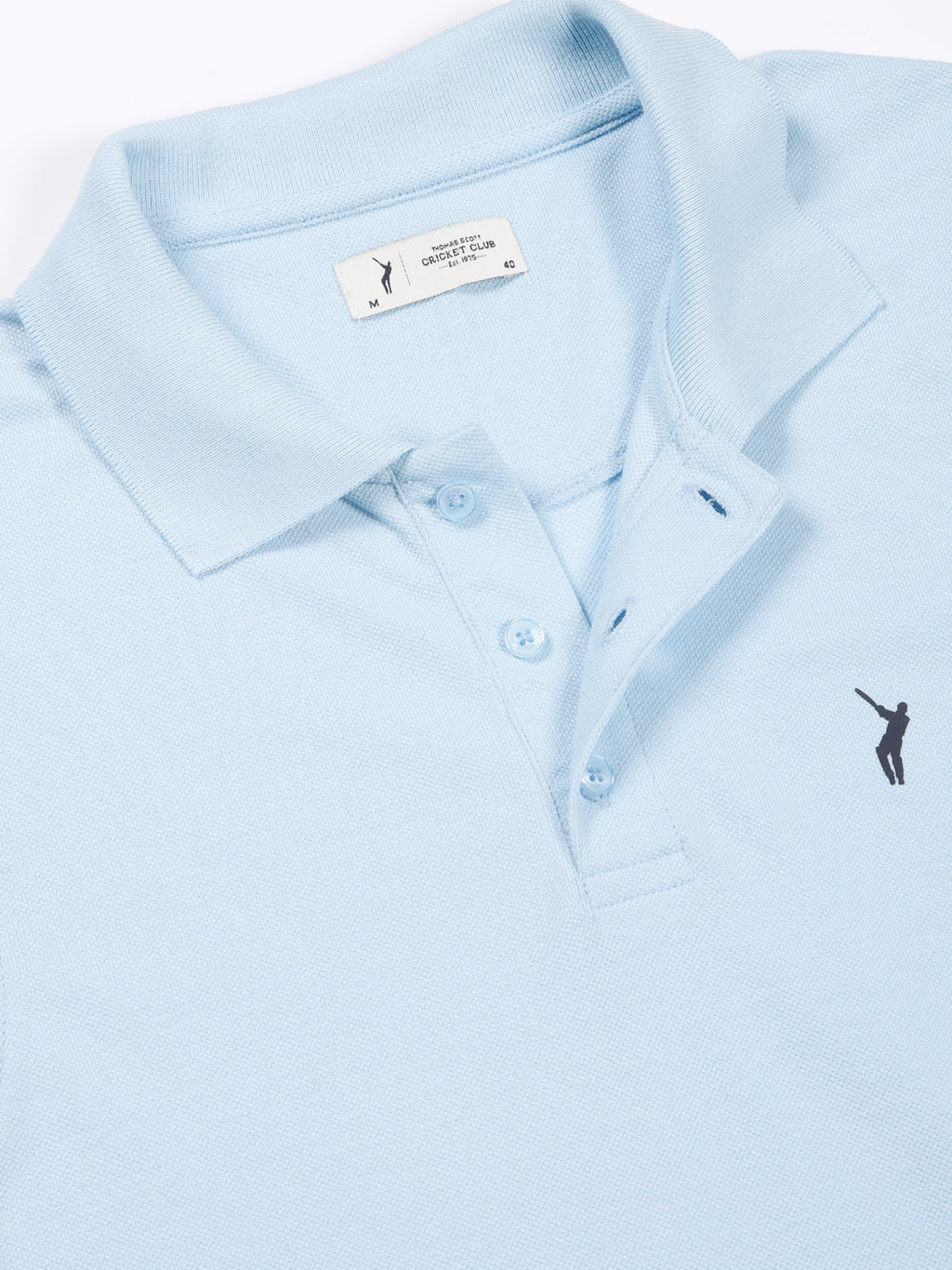 Thomas Scott Men Blue Solid Polo Collar T-shirt