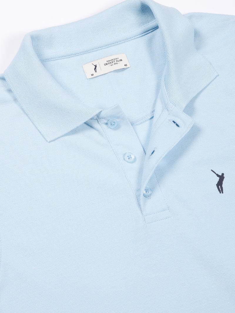 Thomas Scott Men Blue Solid Polo Collar T-shirt