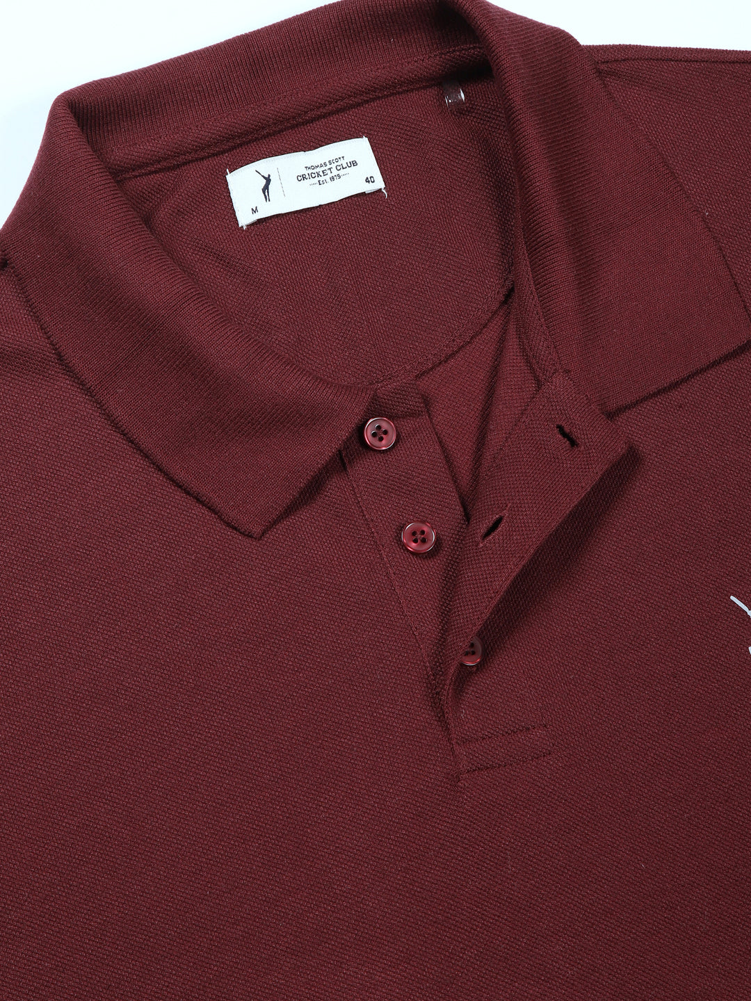Thomas Scott Men Maroon Solid Polo Collar T-shirt