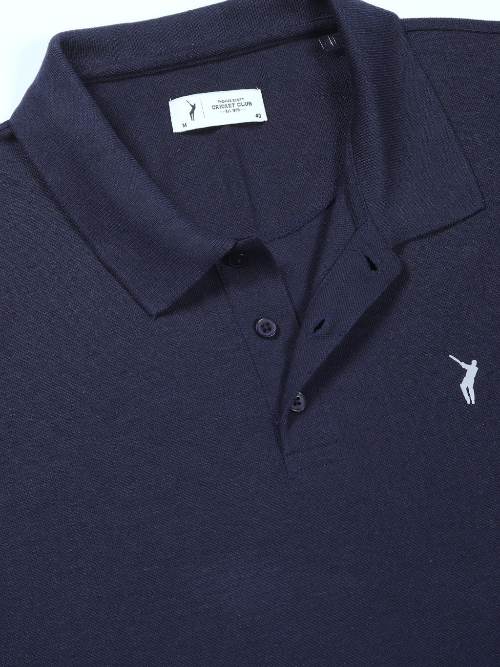 Thomas Scott Men Navy Solid Polo Collar T-shirt