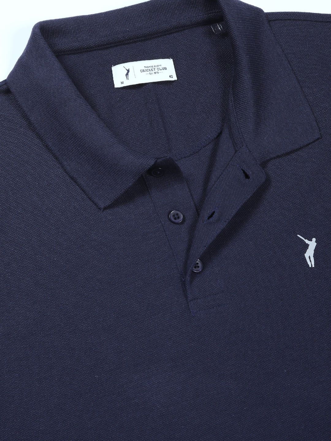 Thomas Scott Men Navy Solid Polo Collar T-shirt