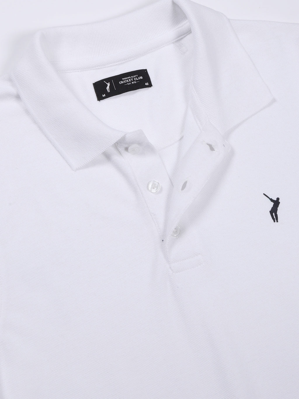 Thomas Scott Men White Solid Polo Collar T-shirt