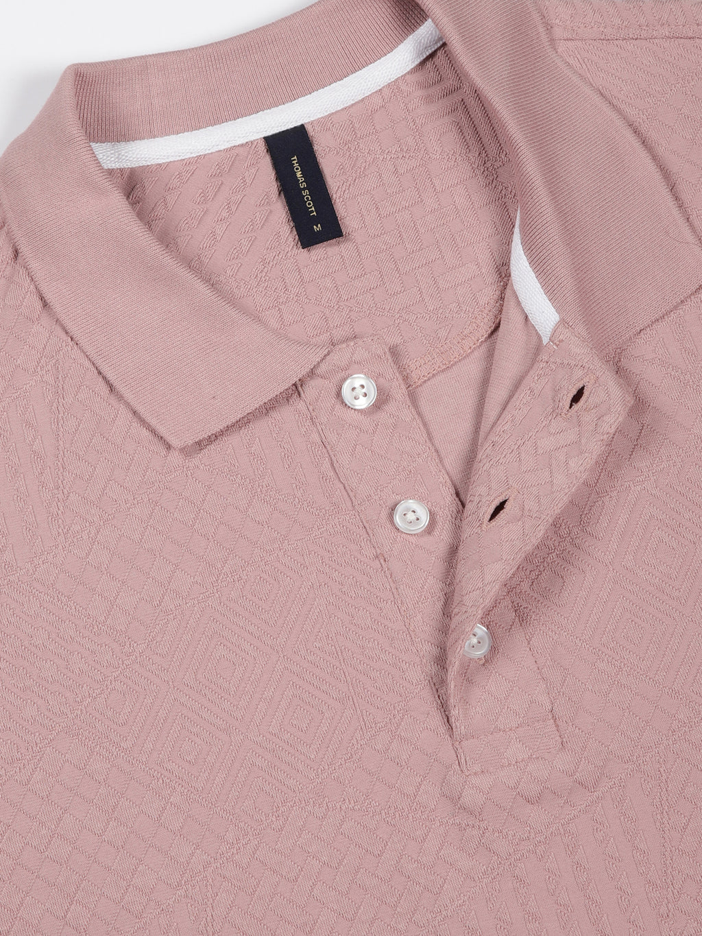 Thomas Scott Men Pink Polo Collar Pockets T-shirt
