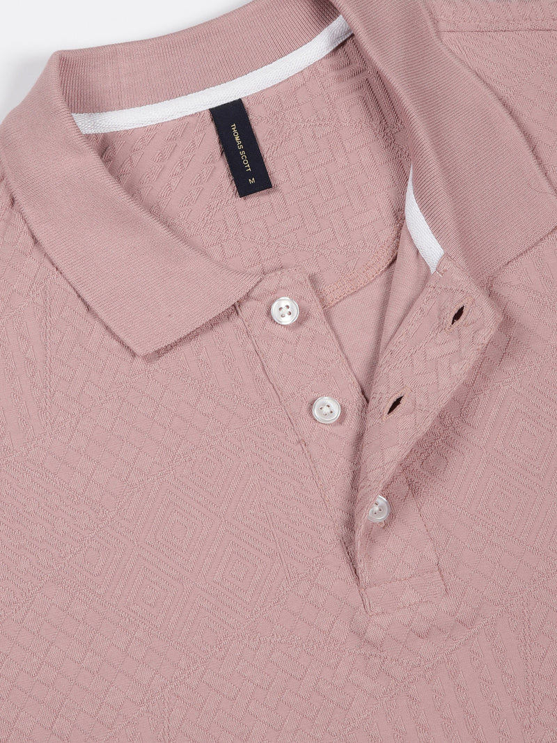 Thomas Scott Men Pink Polo Collar Pockets T-shirt