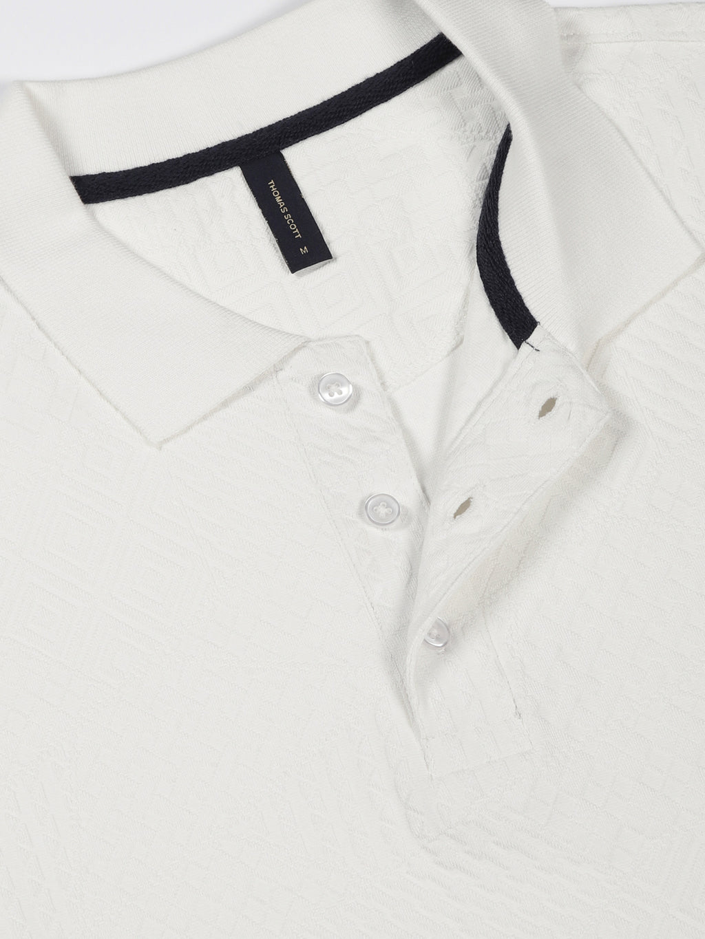 Thomas Scott Men White Polo Collar Pockets T-shirt